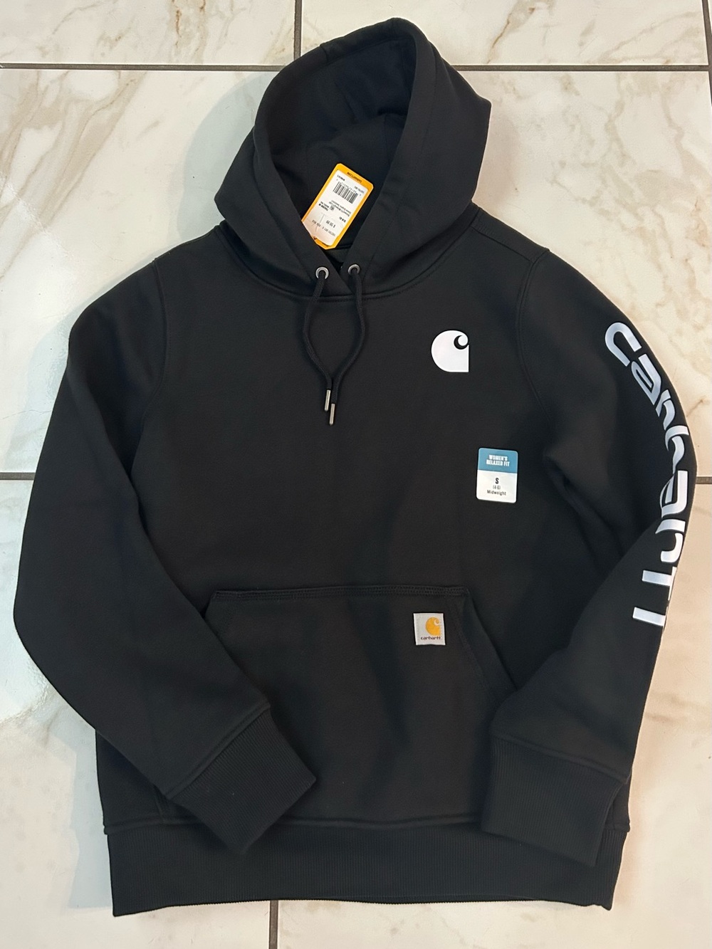 Carhartt Women's Black Relaxed Fit Midweight Logo Sweatshirt